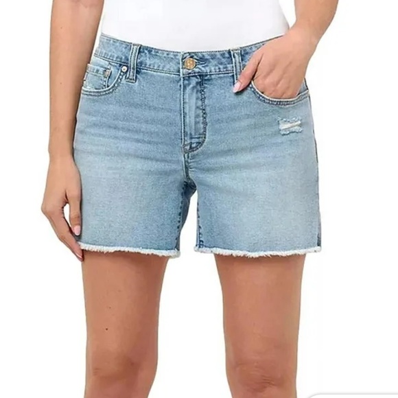 NWOT Seven7 Weekend shorts stretch denim frayed hem 12 - Picture 1 of 10
